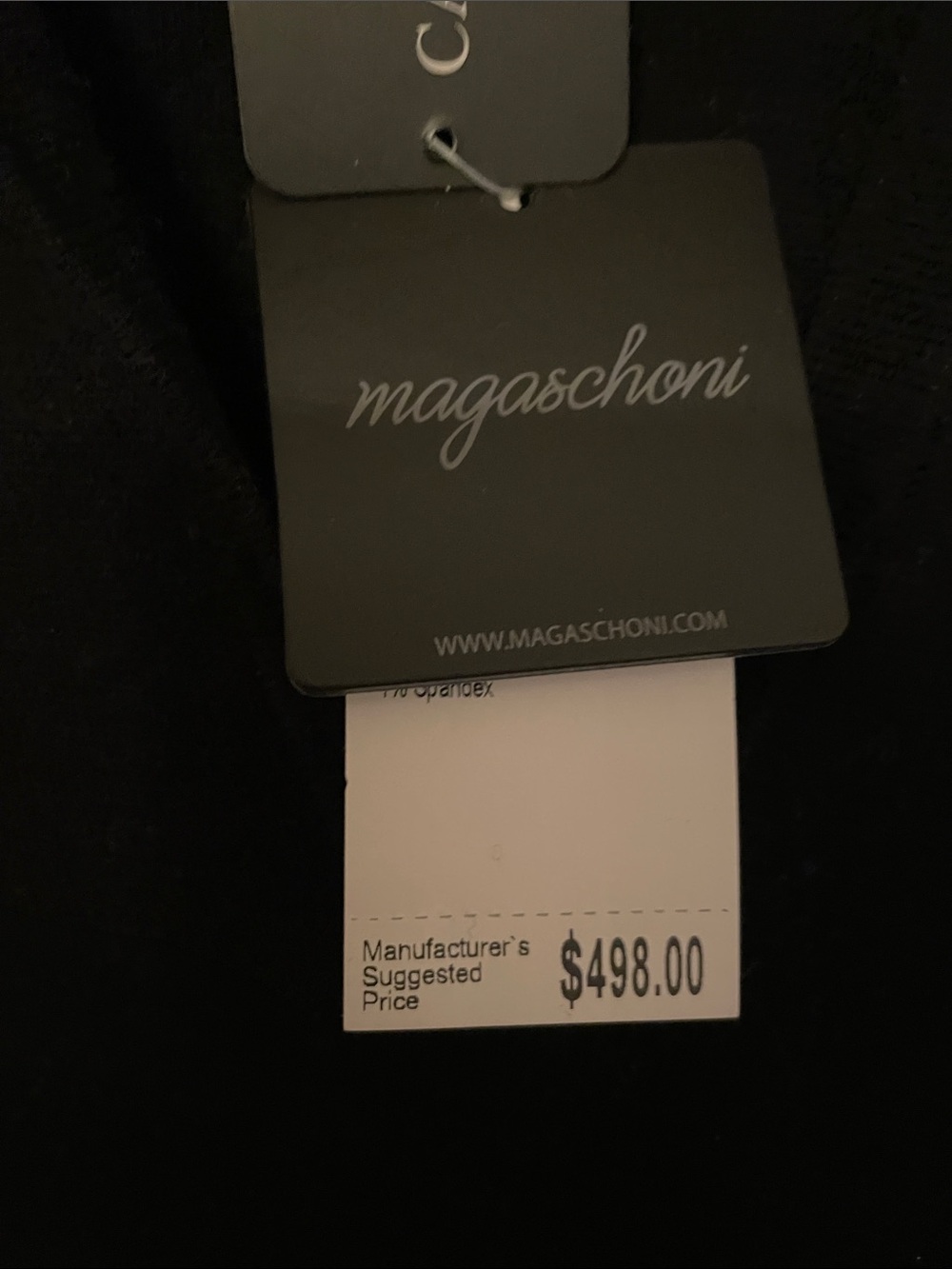 Magaschoni Black Midi Dress with V-Notch Neckline - Picture 3 of 5